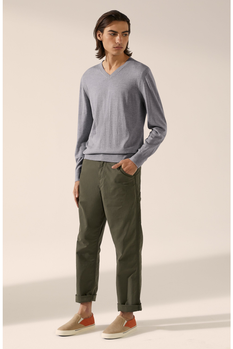 Cole Merino V-Neck Sweater, Main, color, Heather Grey