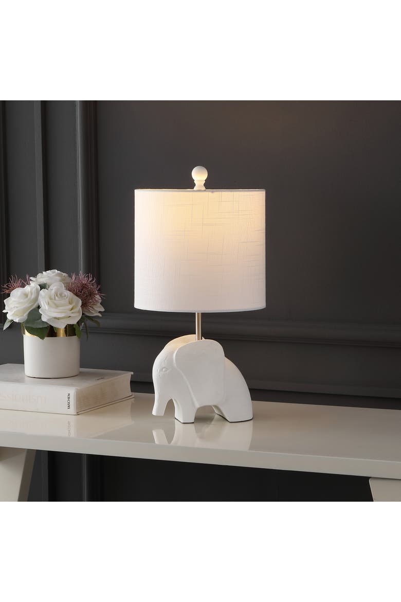 Koda Eclectic Southwestern Resin/Iron Elephant LED Kids' Table Lamp, Alternate, color, White