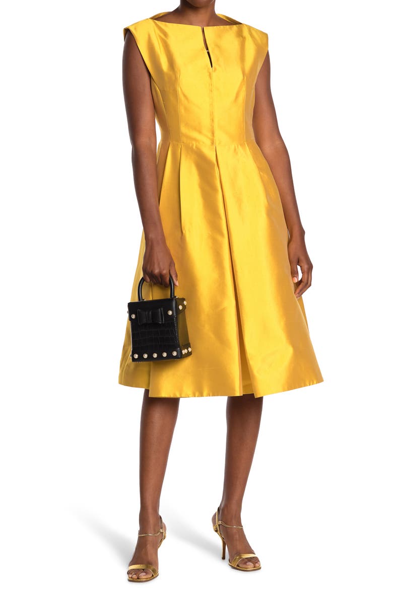 Akris Split Neck Silk Dress, Main, color, 