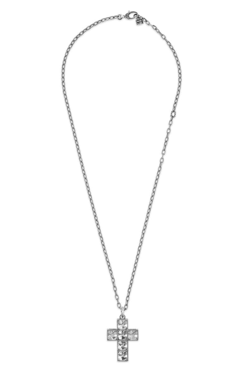 Gucci G-Cube Stone Cross Necklace, Main, color, 