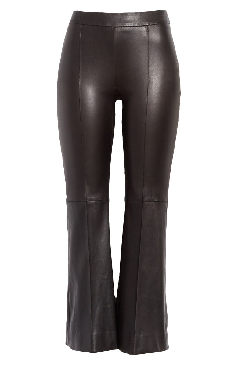 Rosetta Getty Pull-On Lambskin Leather Crop Flare Pants, Alternate, color, 