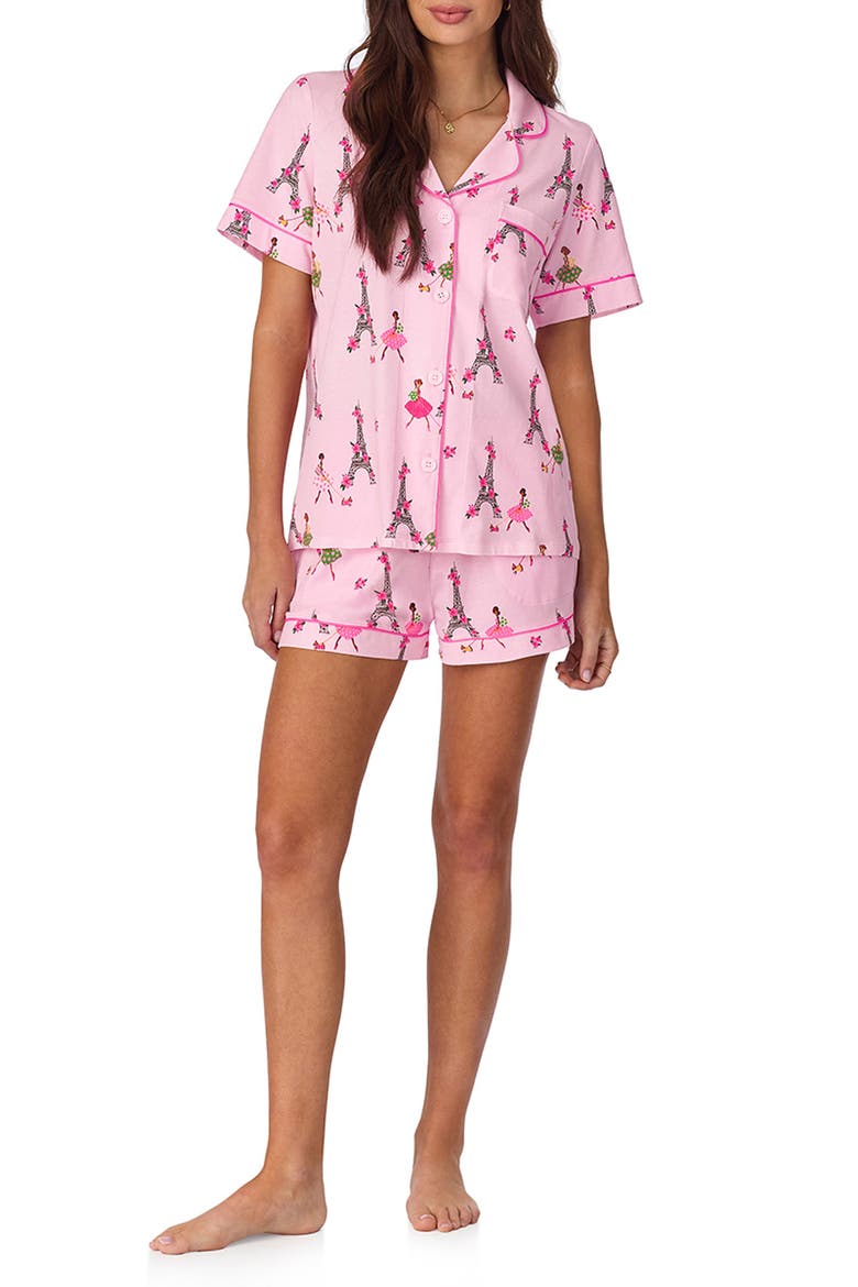 Print Stretch Jersey Short Pajamas, Main, color, TRES CHIC
