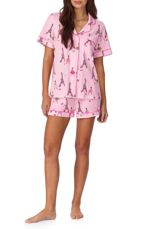 Print Stretch Jersey Short Pajamas (Regular & Plus)