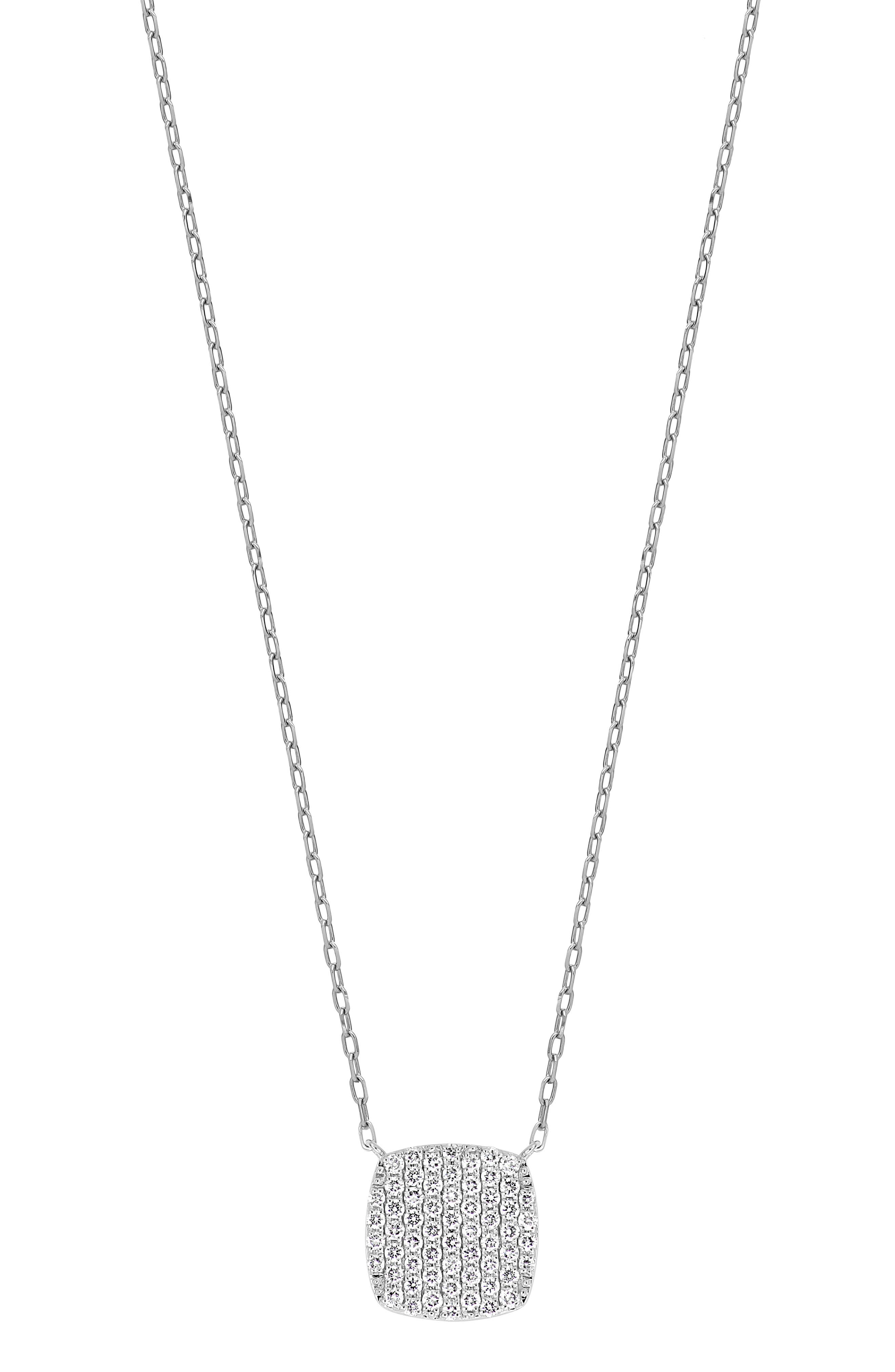 Bony Levy 18K White Gold Pavé Diamond Cushion Pendant Necklace