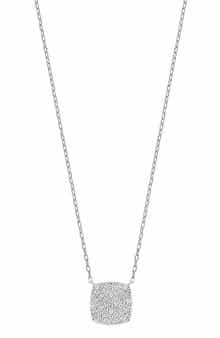Bony Levy 18K White Gold Pavé Diamond Cushion Pendant Necklace
