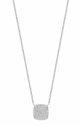 Bony Levy 18K White Gold Pavé Diamond Cushion Pendant Necklace