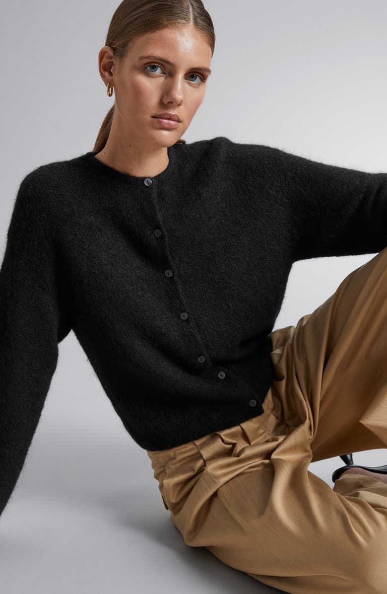 & Other Stories Alpaca Blend Cardigan, Alternate, color, Black Dark