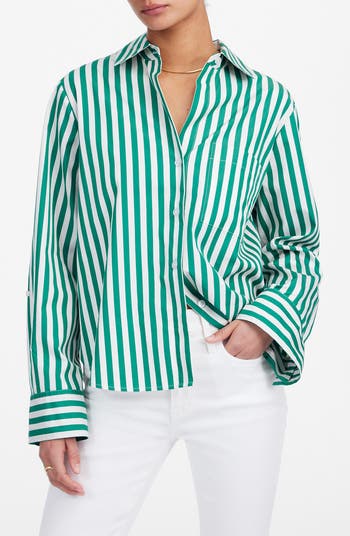 (取寄) メイドウェル レディース Y ネック シャツ ウィズ アジャスタブル スリーブ Madewell women Y Neck Shirt With Adjustable Sleeve Verdant Green Madewell Poplin Easy Y-Neck Button-Up Shirt | Nordstrom