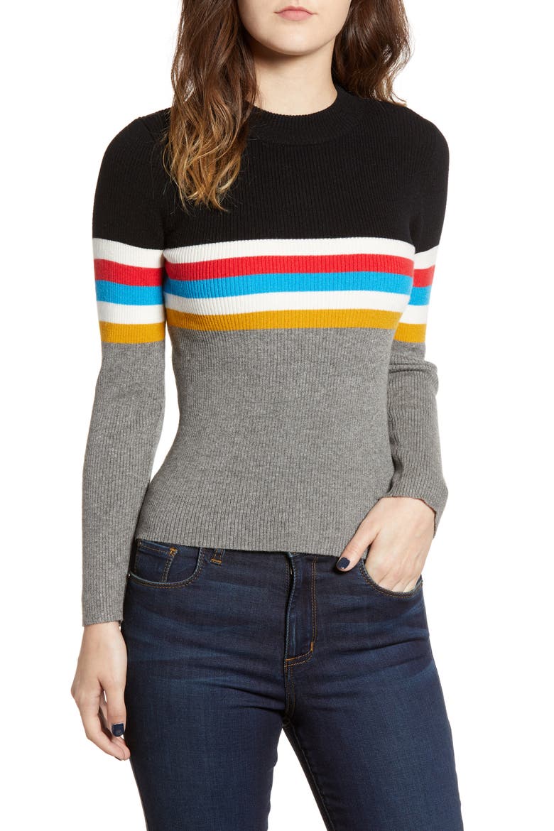 Stripe Sweater, Main, color, GREY