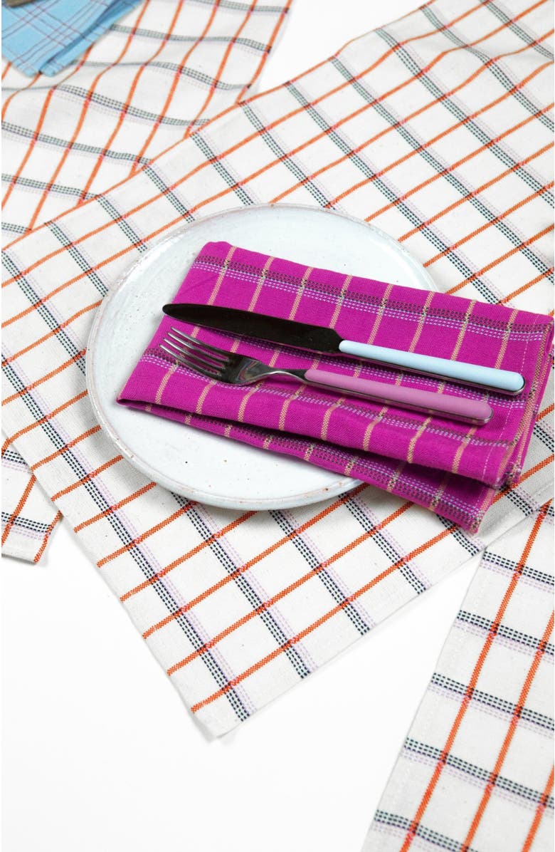 Archive New York San Lucas White and Orange Handwoven Cotton Placemats, Set of 4, Alternate, color, White