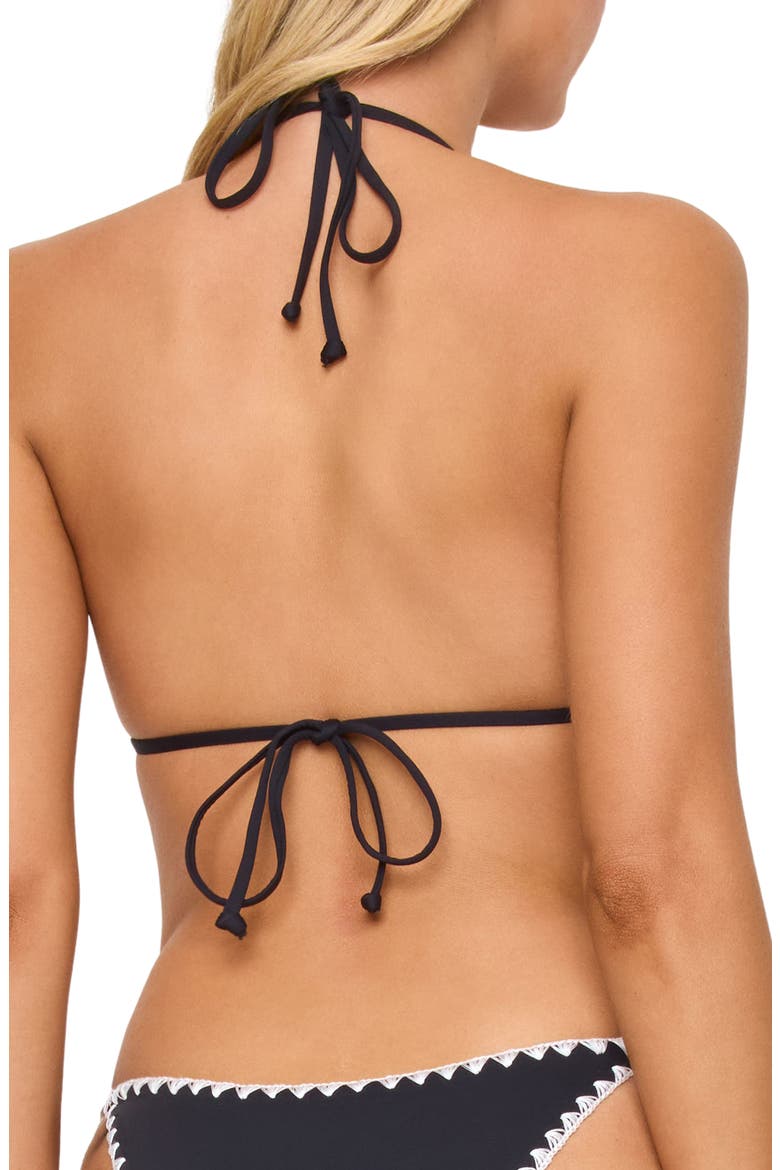Zahra Embroidered Halter Swim Top, Alternate, color, BLACK/ CREAM