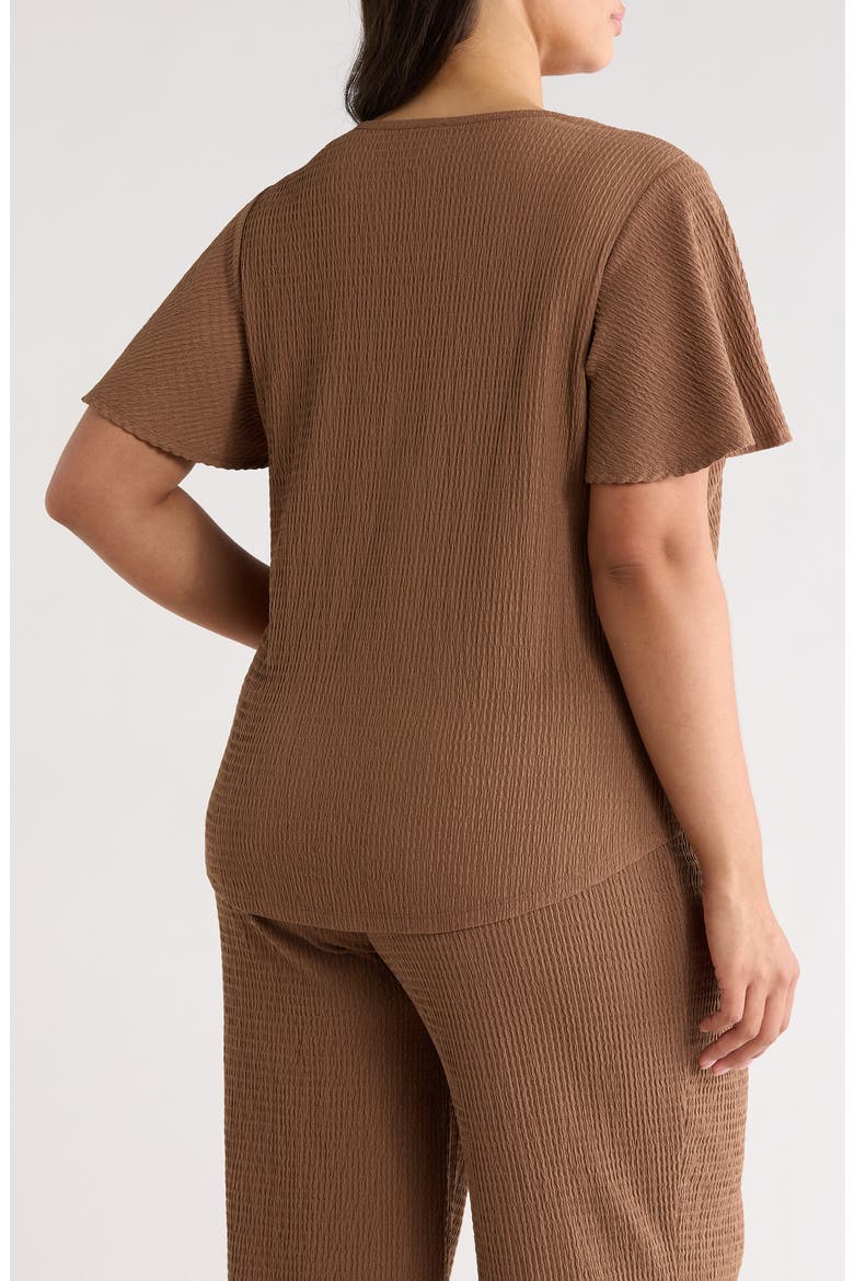 Flutter Sleeve V-Neck T-Shirt, Alternate, color, MUSHROOM