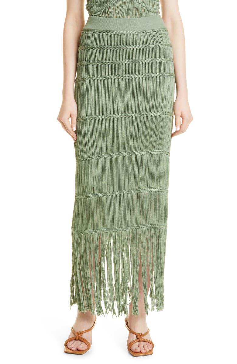 Simkhai Jonathan Simkhai Cordelia Cotton Blend Macramé Skirt, Main, color, 
