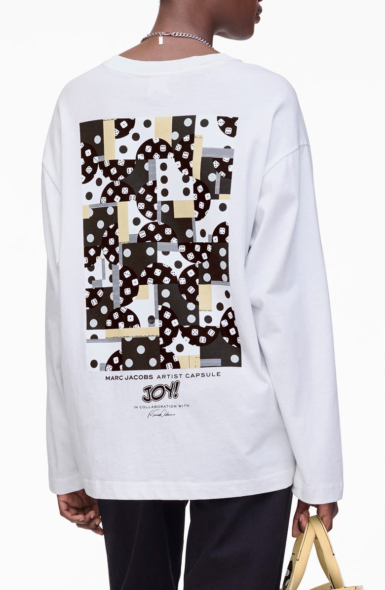 Marc Jacobs Patchwork Dice Long Sleeve Graphic T-Shirt, Alternate, color, White Multi