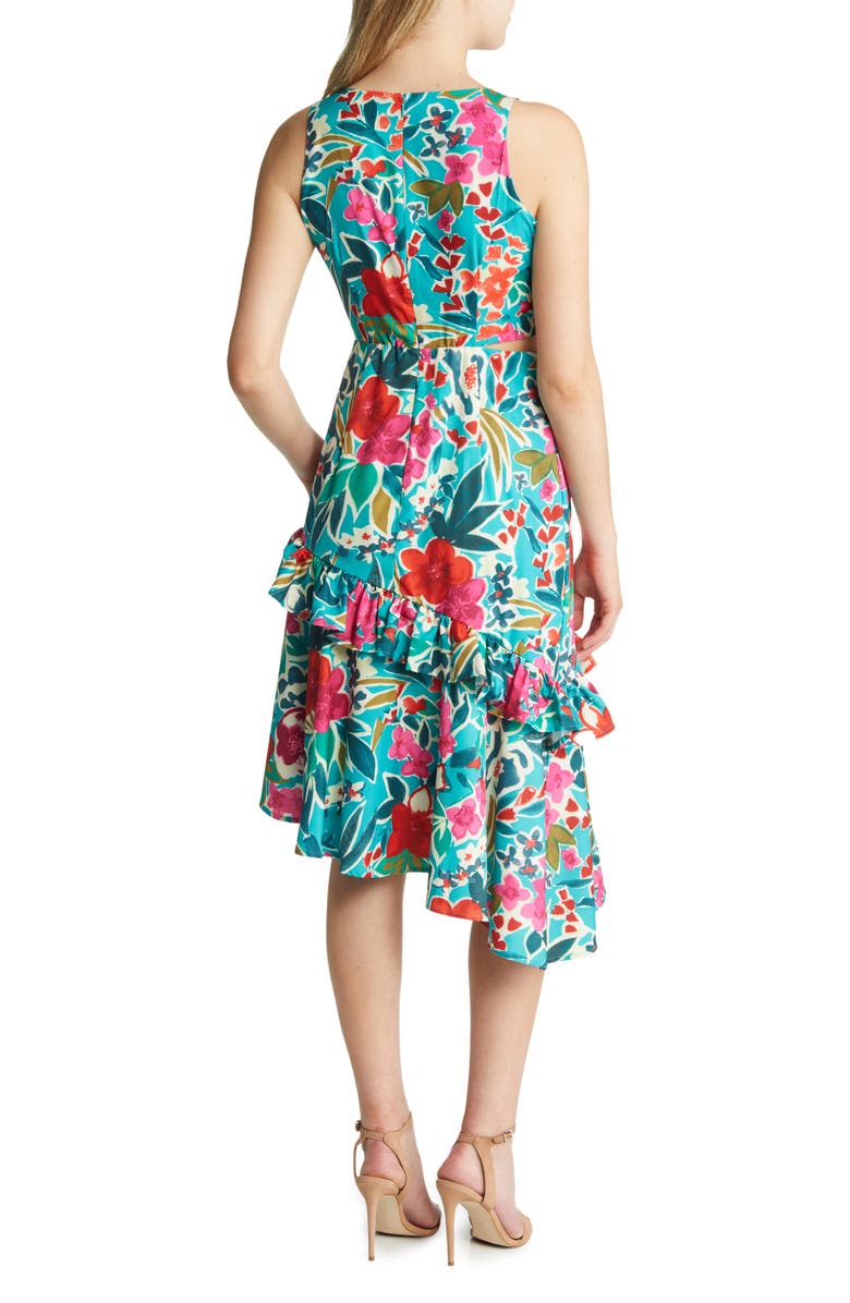 Sam Edelman Tropical Ruffle Cutout Midi Dress, Alternate, color, 