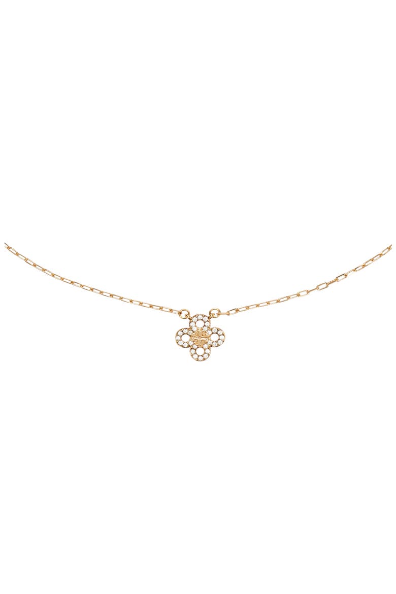 Forget Me Not Pavé Pendant Necklace, Alternate, color, TORY GOLD / CRYSTAL
