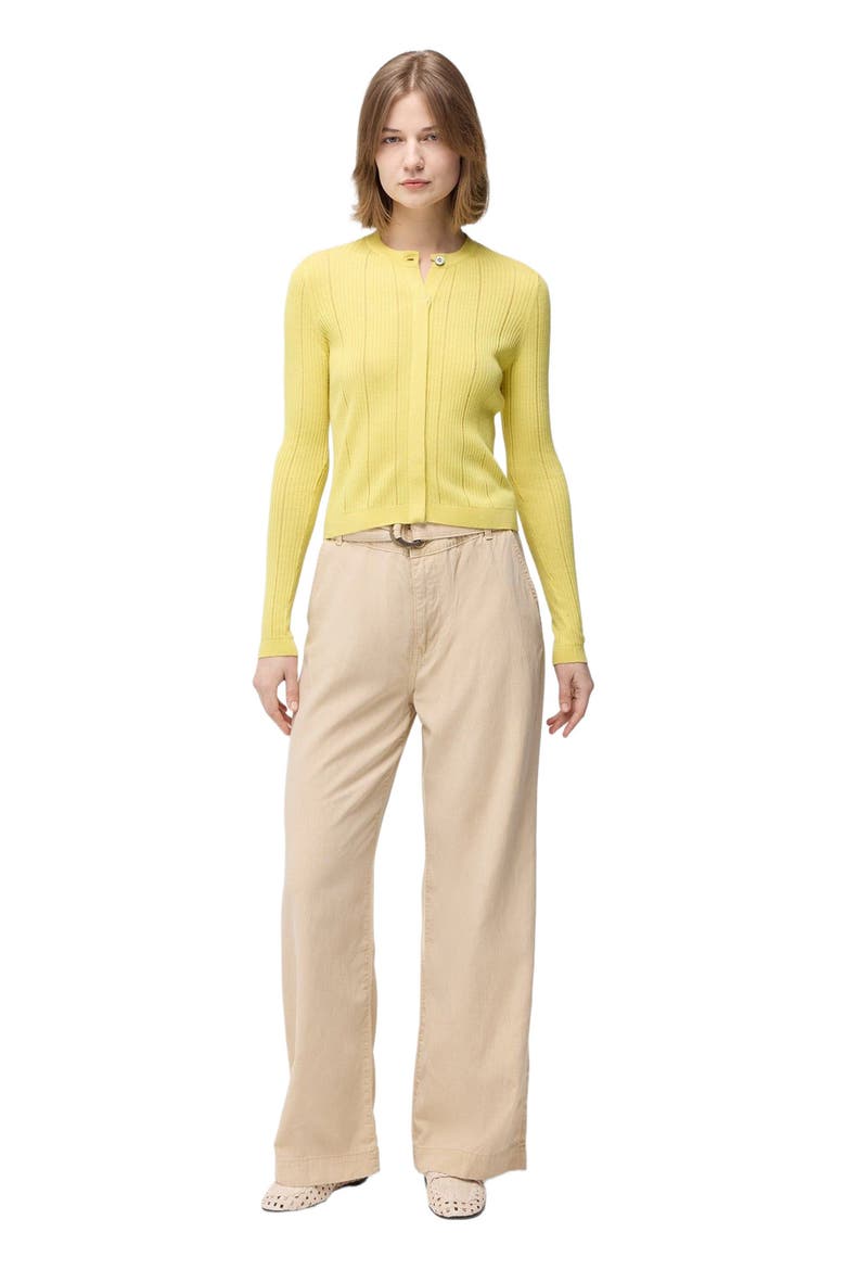 Hidden Button-Front Cashmere Silk Cardigan, Alternate, color, blazzing yellow