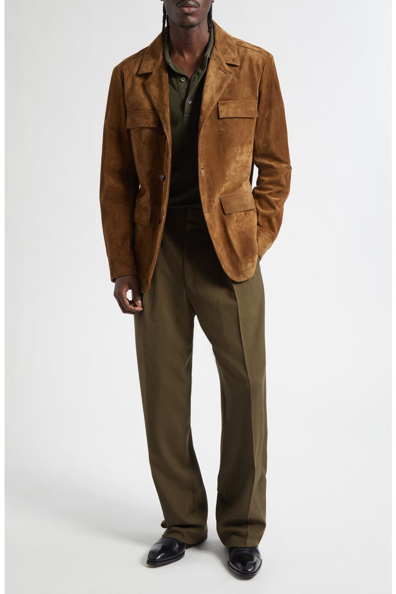 Pleated Wool, Cashmere & Silk Pants, Main, color, GREEN WOOD