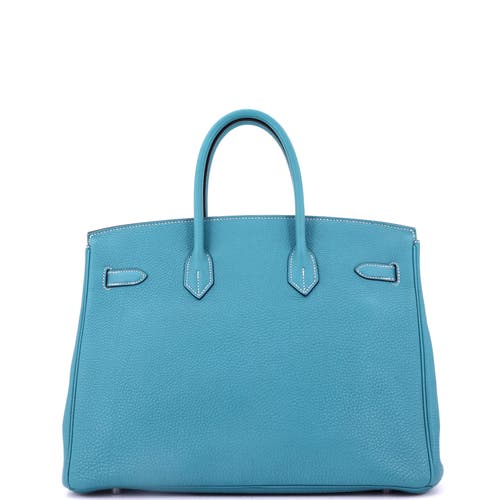 Pre-owned Hermes Hermes Birkin Handbag Blue Togo With Palladium Hardware 35 In Blue