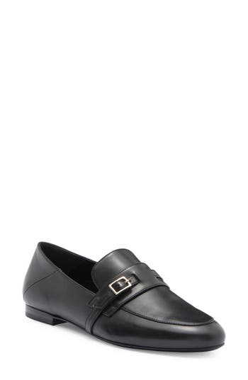 Longchamp Buckle Strap Loafer In Black