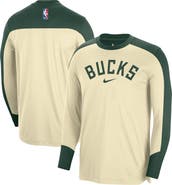 Nike Men's Nike Cream Milwaukee Bucks 2024/25 Authentic Pre-Game Legend Long Sleeve Shooting Shirt