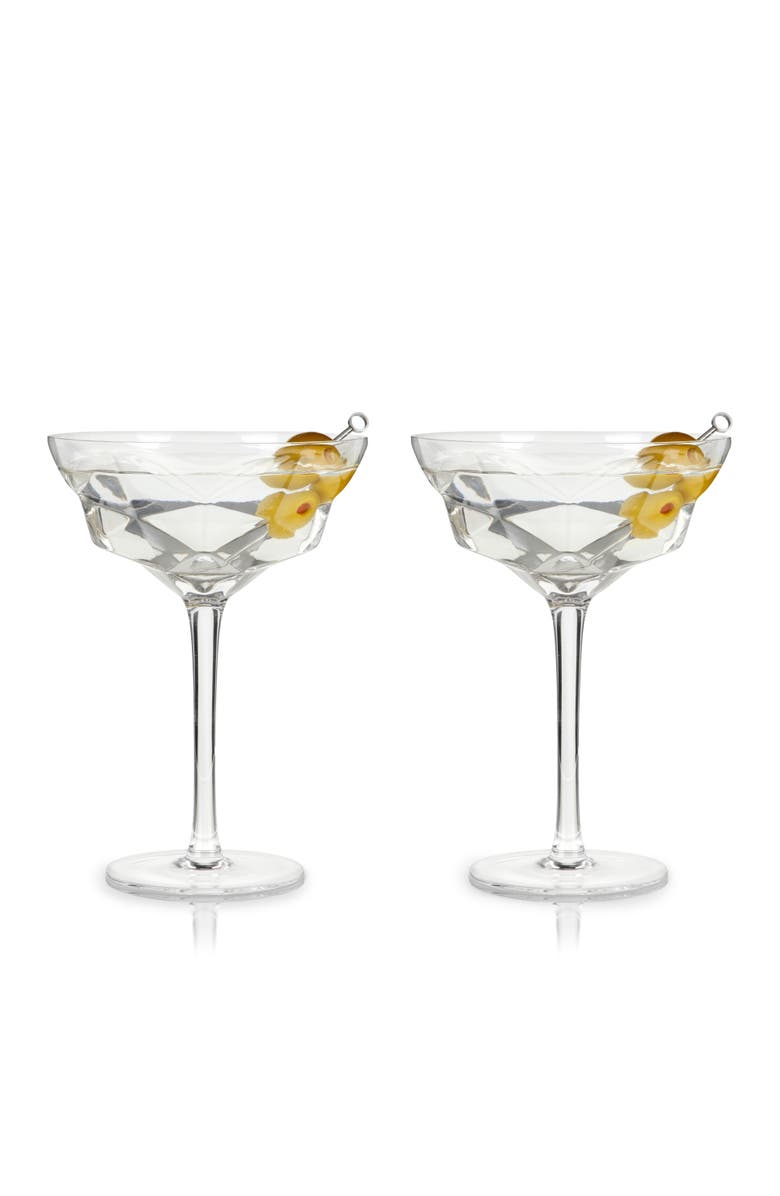 Viski Seneca Crystal Faceted Martini Glasses Set of 2, Alternate, color, Clear