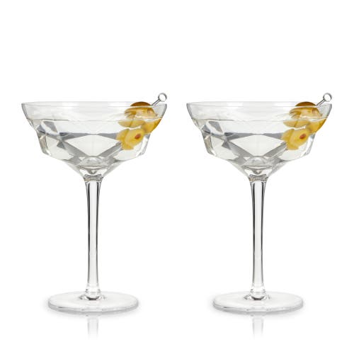 Viski Seneca Crystal Faceted Martini Glasses Set Of 2 In Clear