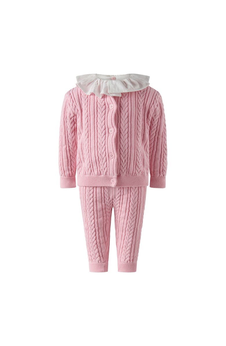 Rachel Riley Cable Knit Set, Main, color, Pink