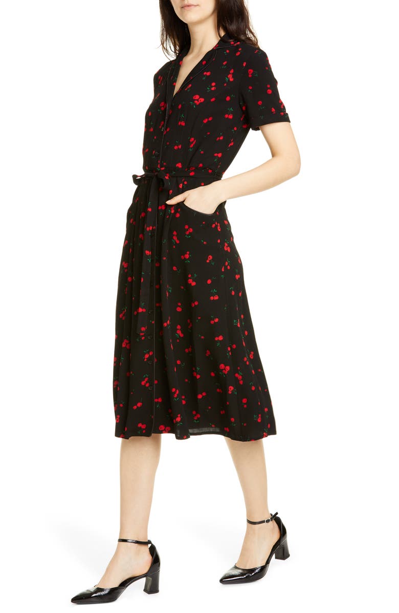 HVN Maria Cherry Print Shirtdress, Alternate, color, 