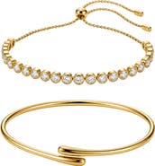 ARGENTO VIVO Memory Wire & Adjustable Tennis Bracelet Set
