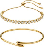 ARGENTO VIVO Memory Wire & Adjustable Tennis Bracelet Set