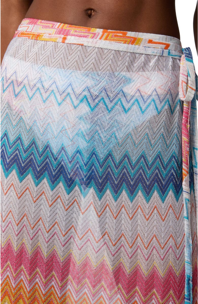 Missoni Long Skirt In Zig Zag Lamé Viscose Blend With Drawstring, Alternate, color, Multicoloured