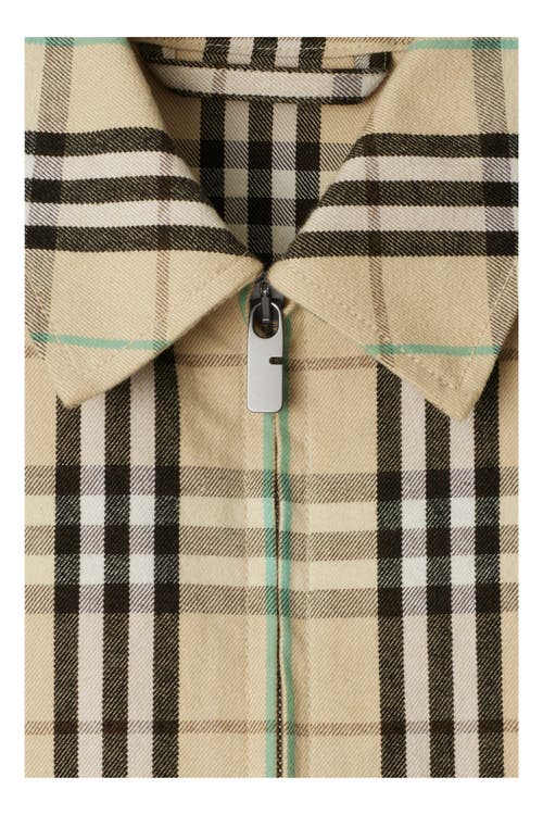 Shop Burberry Check Cotton Harrington Jacket In Husk