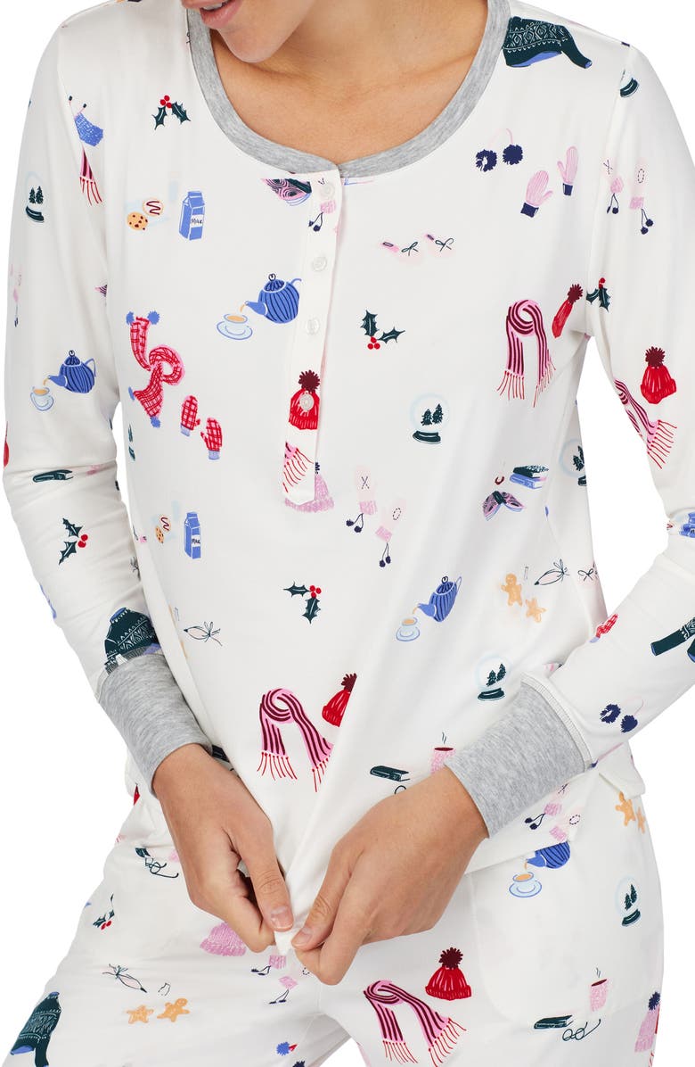 Kate Spade New York henley pajamas, Alternate, color, 