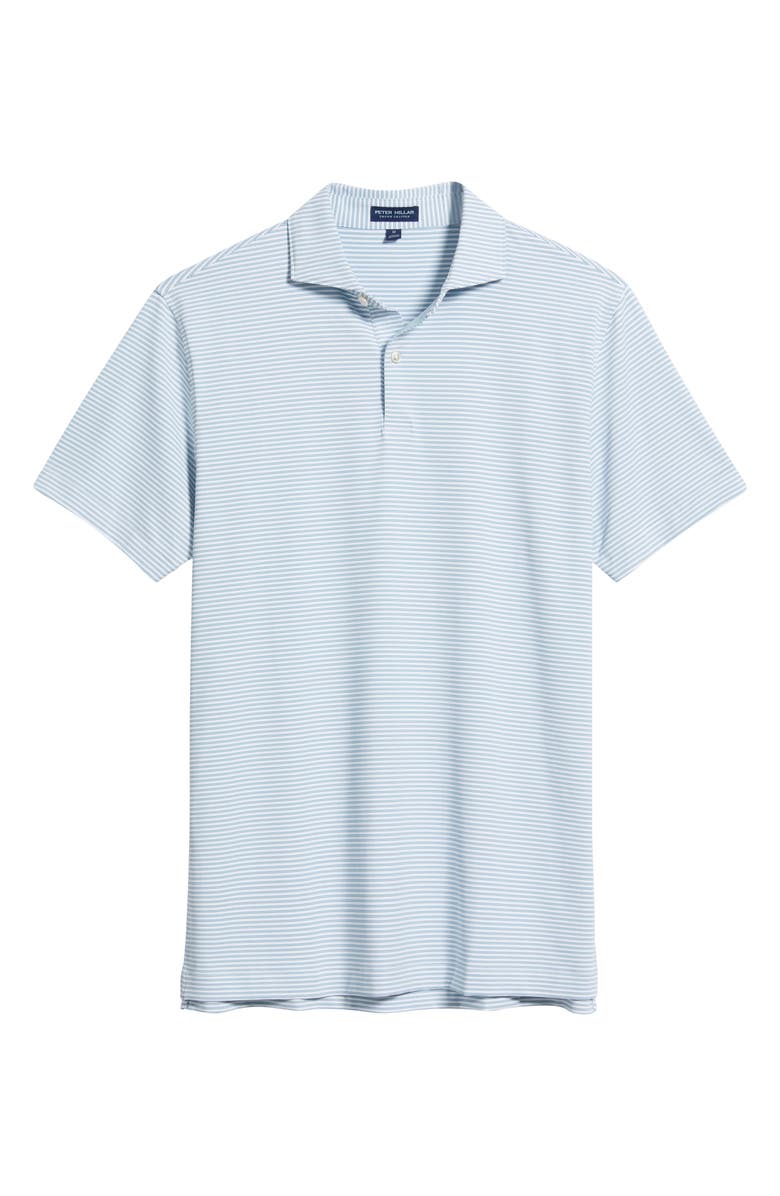 Peter Millar Ambrose Stripe Performance Jersey Polo, Alternate, color, White/ Blue Frost
