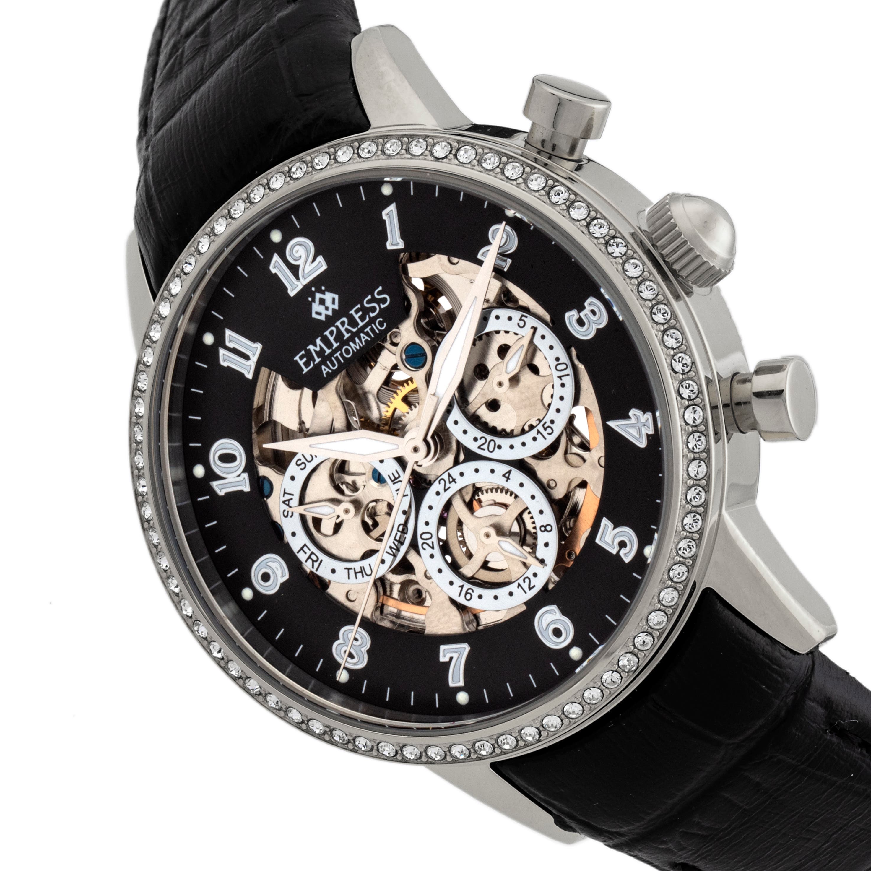 NEW! Empress Beatrice Automatic Skeleton Dial Leather-Band Watch with Day & Date Empress Beatrice Automatic Skeleton Dial Leather-Band Watch  main image 3