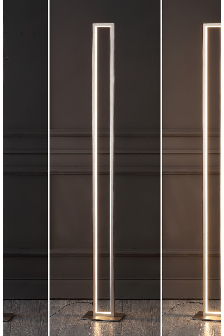 Johan 59.5" Modern Minimalist Aluminum Integrated Tower LED Floor Lamp, Nickel, Alternate, color, Nickel