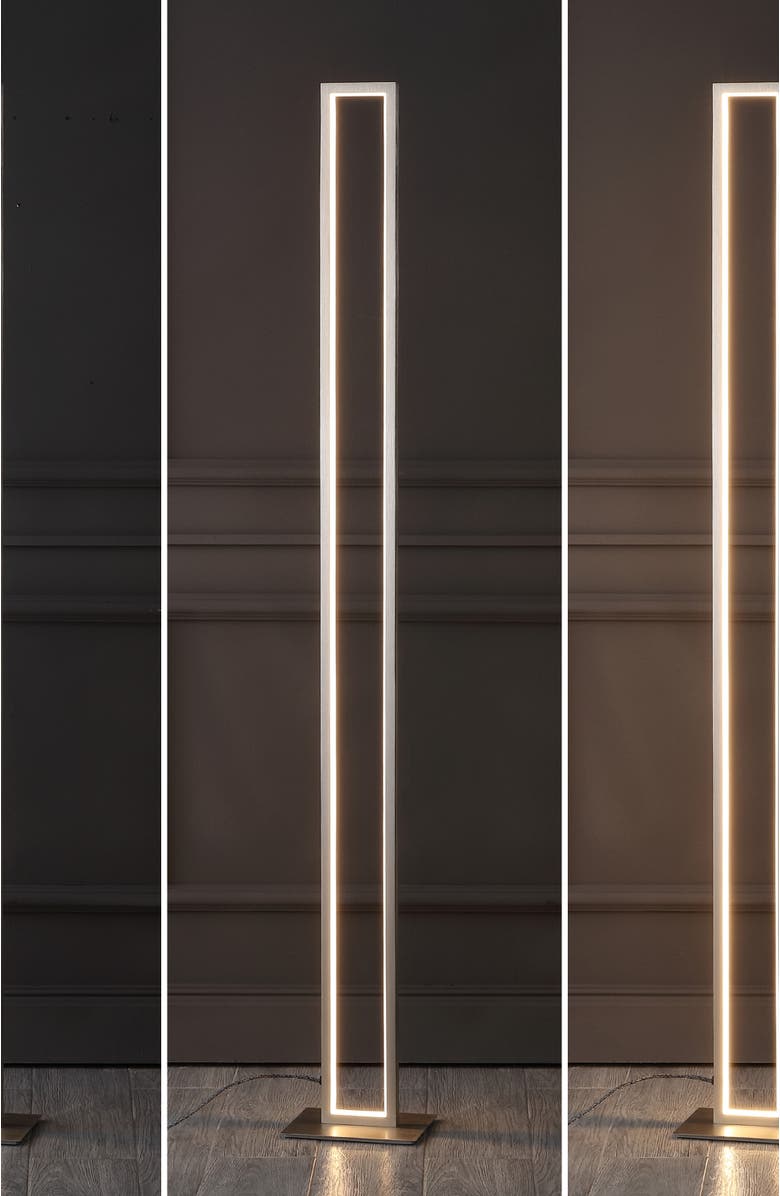JONATHAN Y Johan 59.5" Modern Minimalist Aluminum Integrated Tower LED Floor Lamp, Nickel, Alternate, color, Nickel