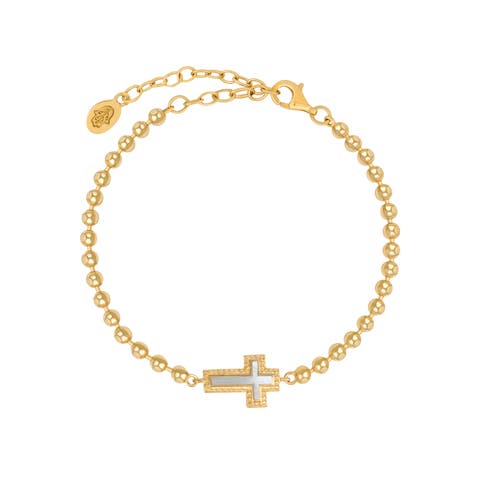 Sparkling Soul Mother of Pearl Cross Bracelet