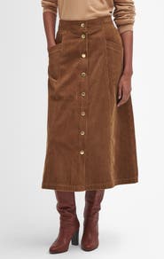 Barbour Samara Cotton Corduroy Midi Skirt