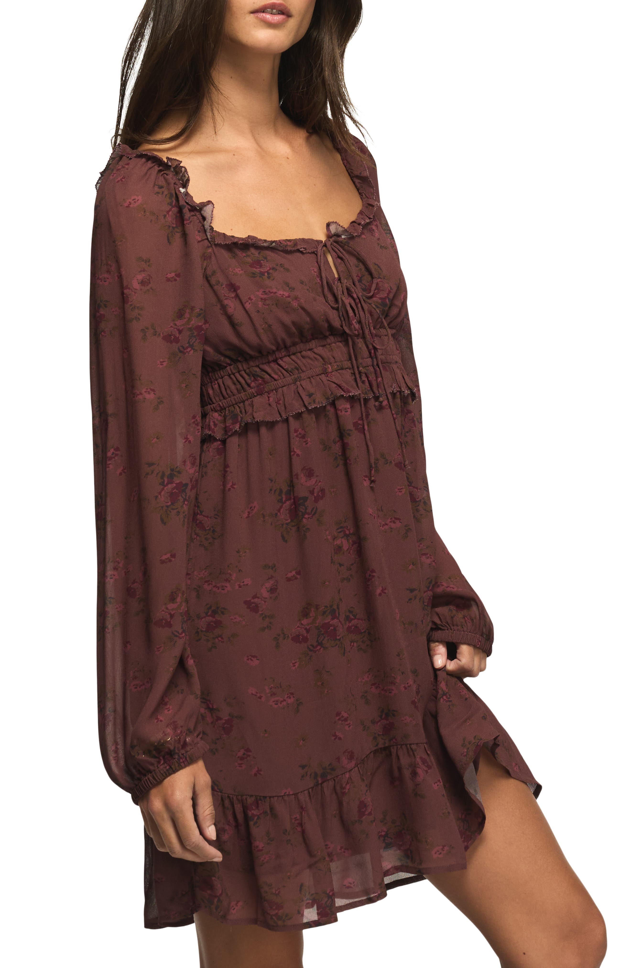 Lucky Brand Ruffle Peasant Minidress (Women) | Nordstrom