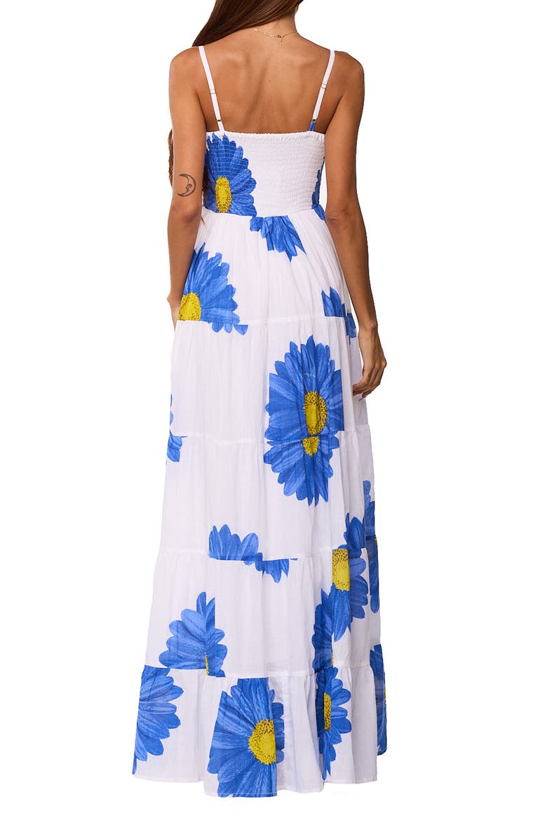 Floral Print Spaghetti Strap Maxi Dress, Alternate, color, BLUE