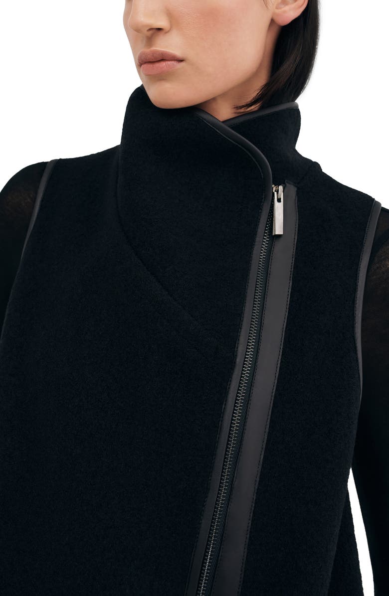 Two Lines by Marcella Bedford Stand Collar Wool Vest, Alternate, color, Black