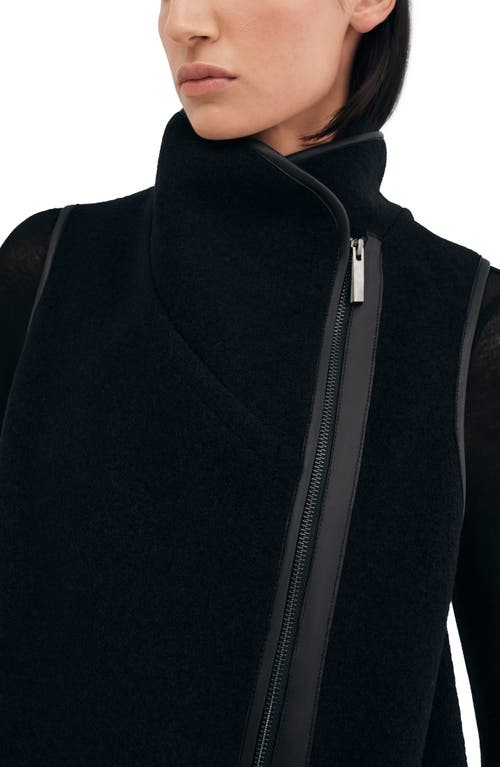 Two Lines By Marcella Bedford Stand Collar Wool Vest In Black