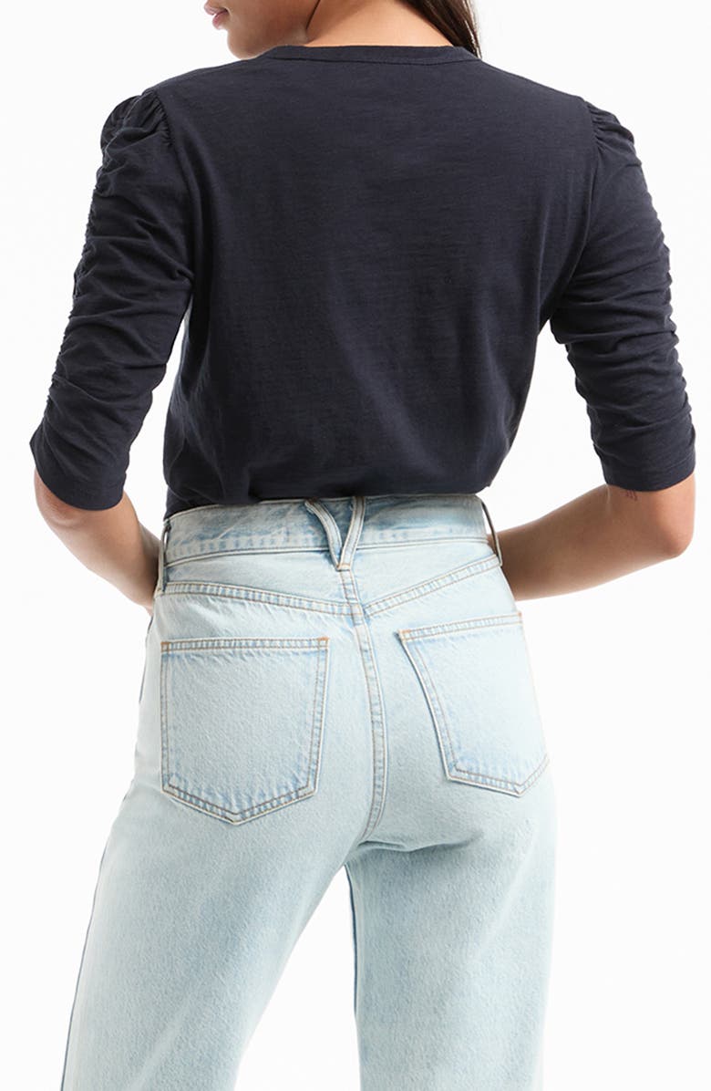 Veronica Beard Waldorf Puff Sleeve Top, Alternate, color, Navy