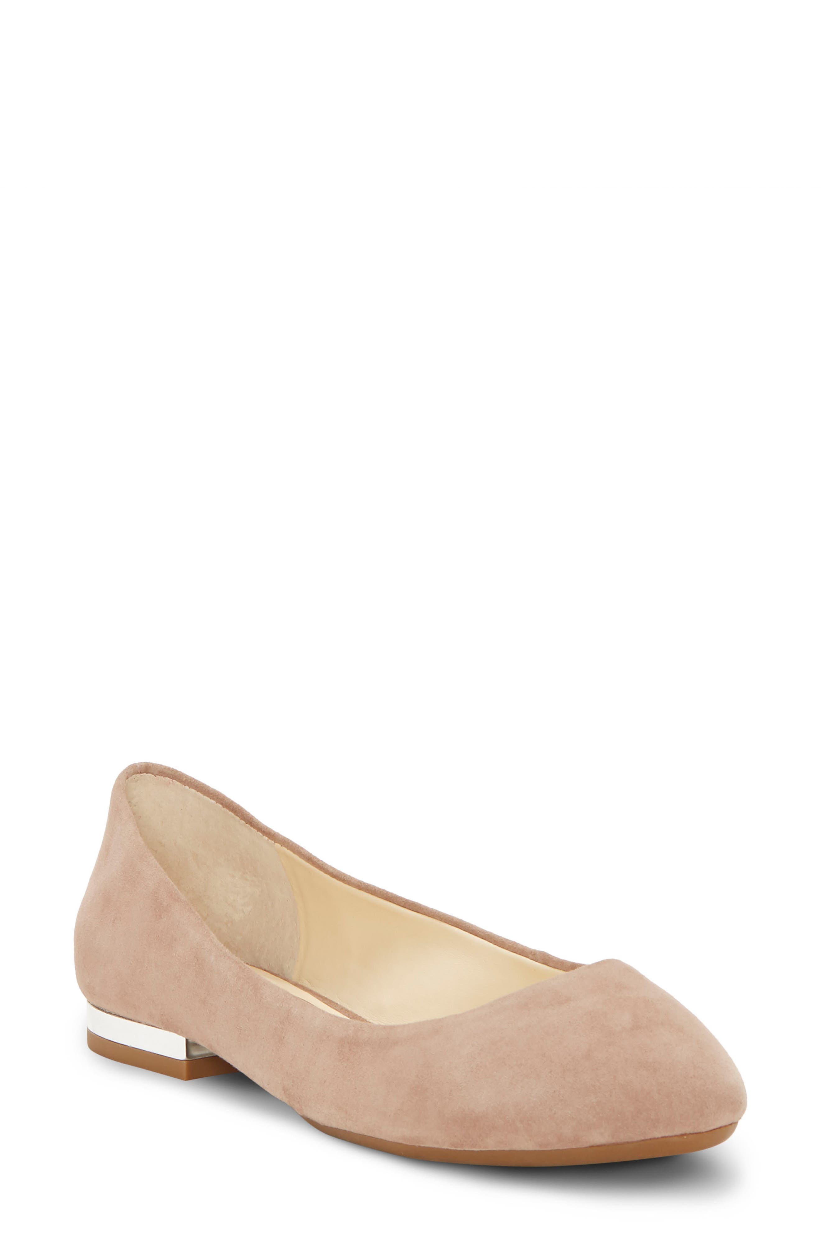 Ginly Ballet Flat, Main, color, WARM TAUPE SUEDE