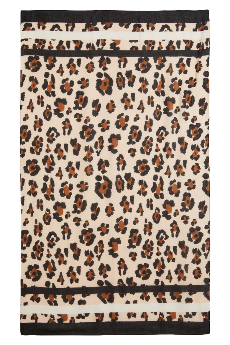 Leopard Print Scarf, Alternate, color, BLACK BROWN