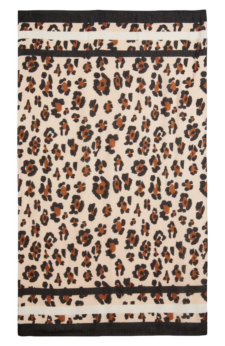 Tasha Leopard Print Scarf, Alternate, color, Black Brown