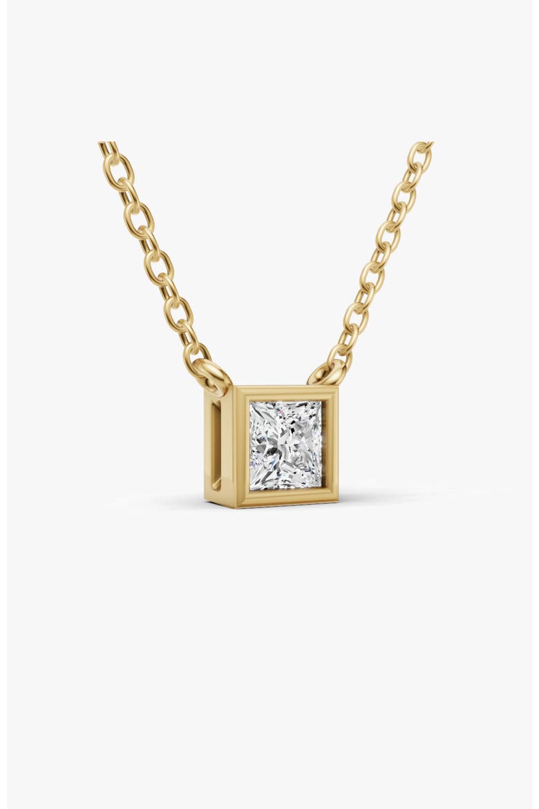 14K Gold 0.25 ct Lab-Grown Princess Diamond Bezel Pendant, Alternate, color, Yellow Gold