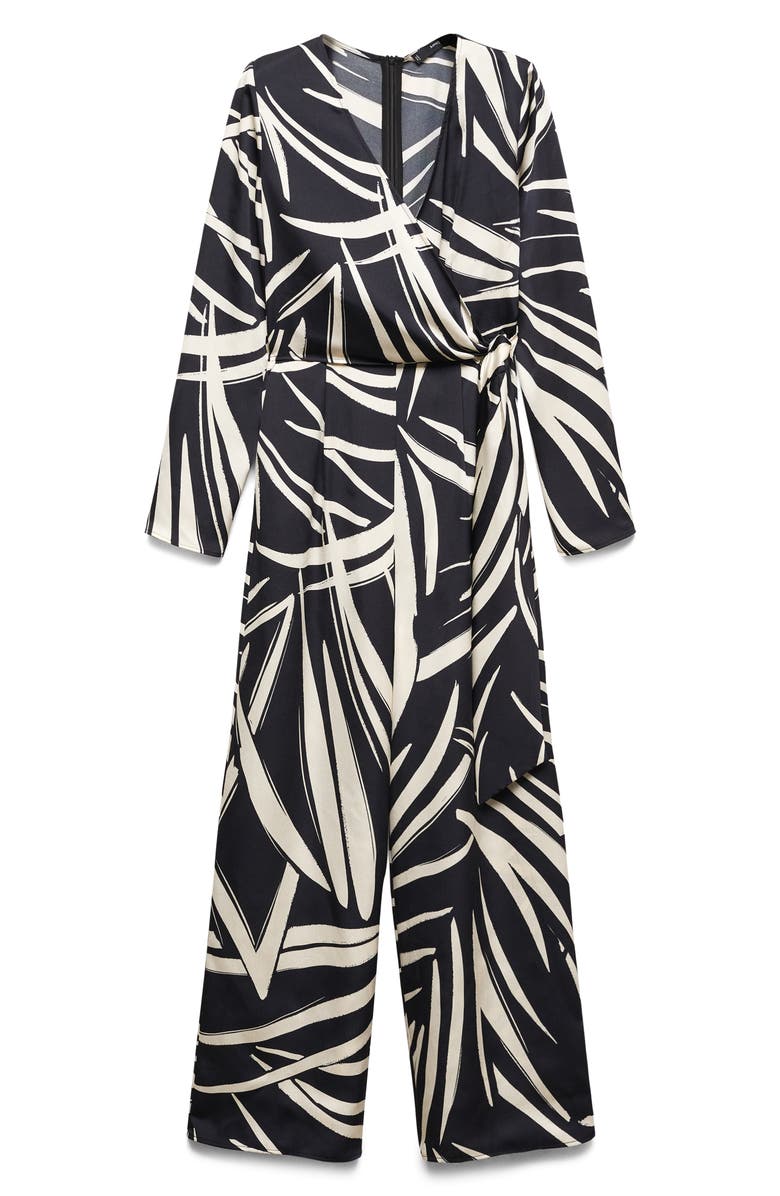 MANGO Abstract Print Long Sleeve Wrap Jumpsuit, Alternate, color, 